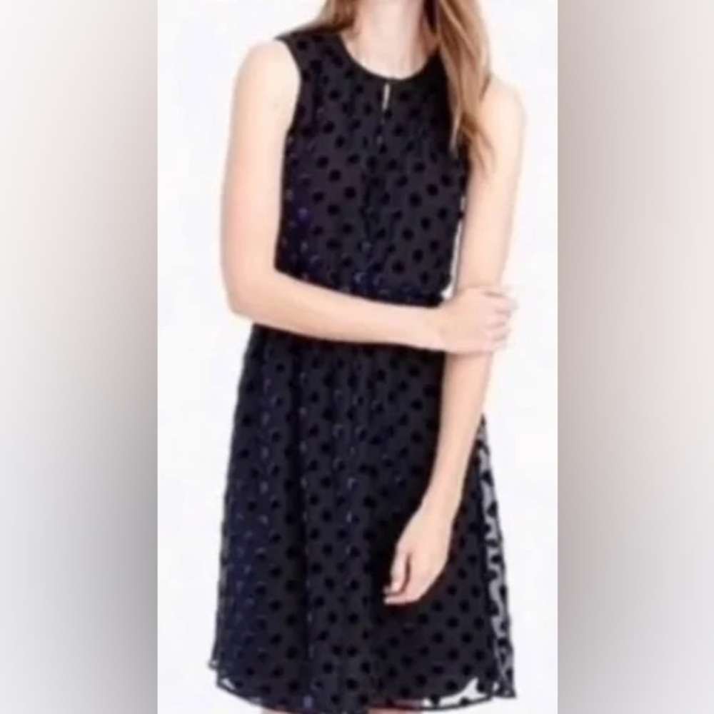 J Crew 0 velvet blackbluepolka dot sleeveless cocktail/sheath/work/silk wedding